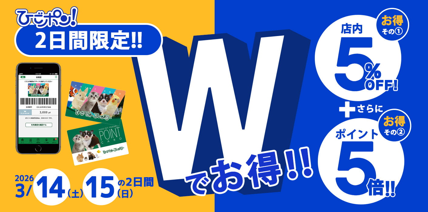 Wでお得！ポイント5倍×5％ＯＦＦデー開催